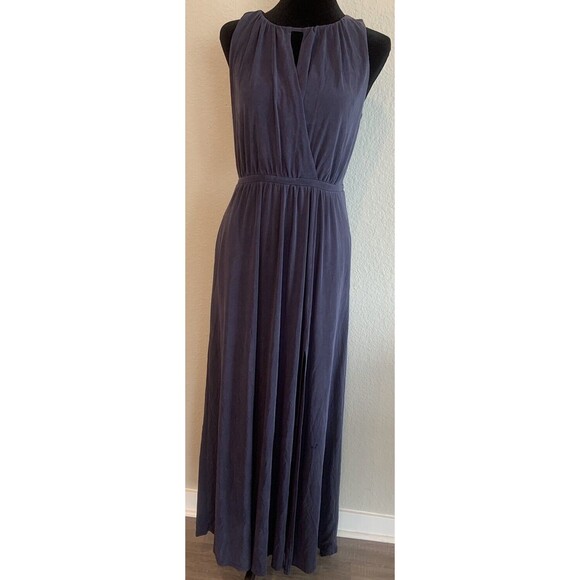 Moulinette Soeurs Anthropologie Indigo Surplice Maxi Dress Size Small W/Pockets - Picture 1 of 6